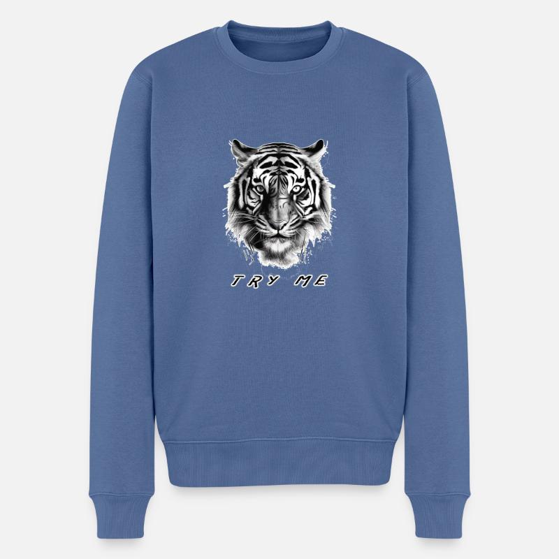 Try me - Männer Premium Bio Pullover - Taubenblau