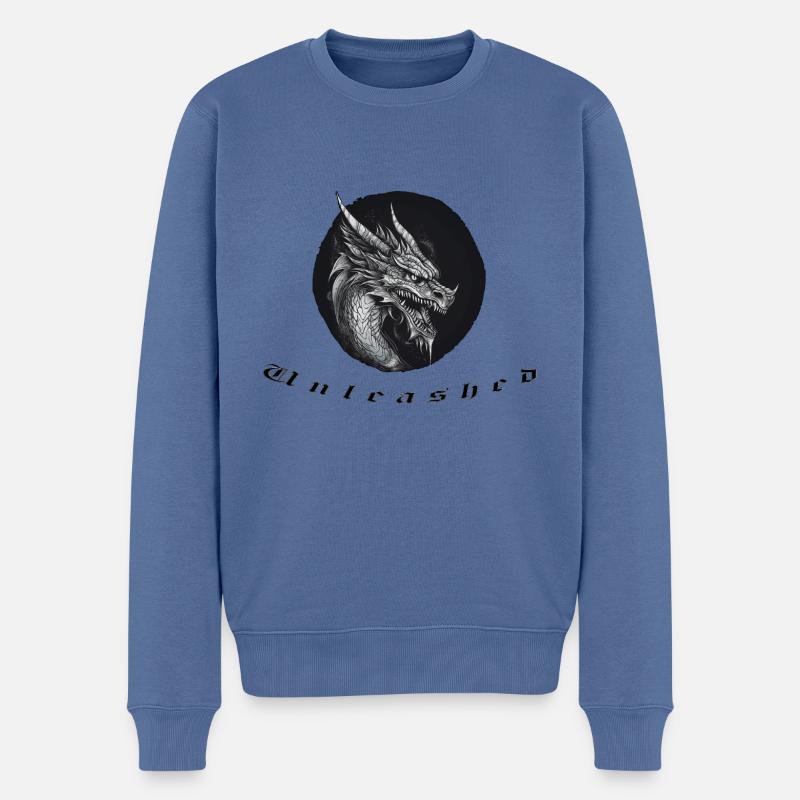 Unleashed - Männer Premium Bio Pullover - Taubenblau