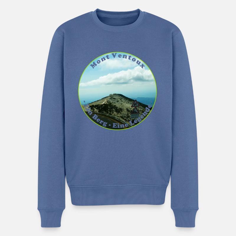Der Mont Ventoux, langer Anstieg und lange Abfahrt - Männer Premium Bio Pullover - Taubenblau
