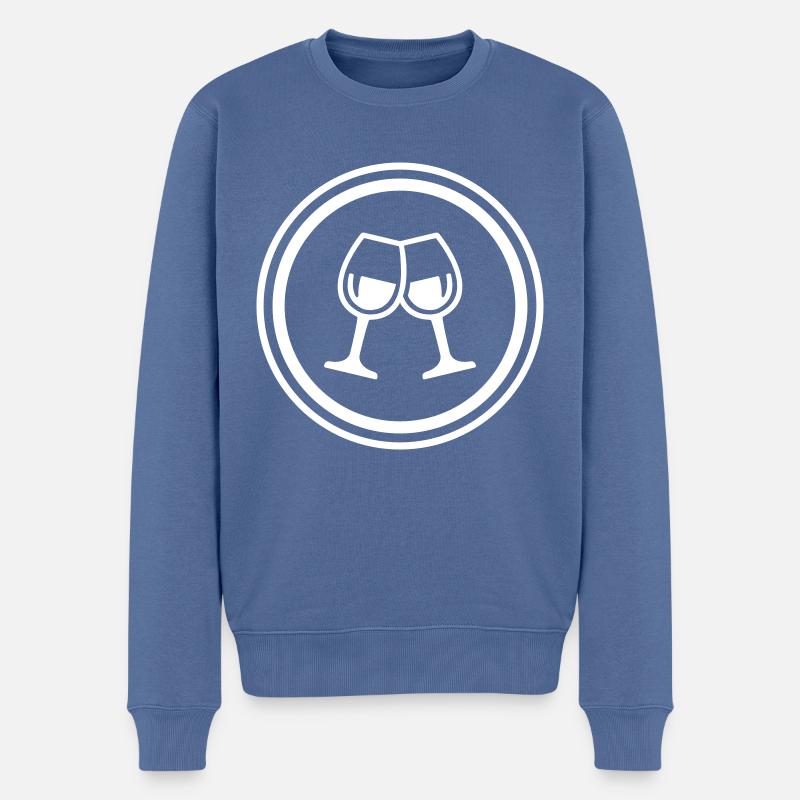 Wein Gläser - Männer Premium Bio Pullover - Taubenblau