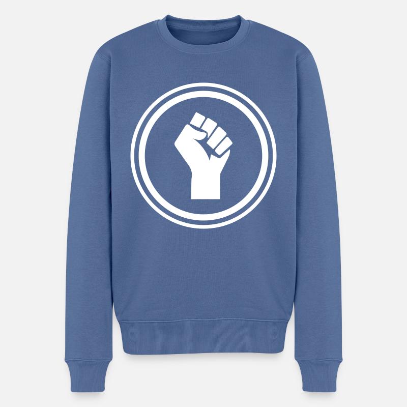Hand Faust - Männer Premium Bio Pullover - Taubenblau