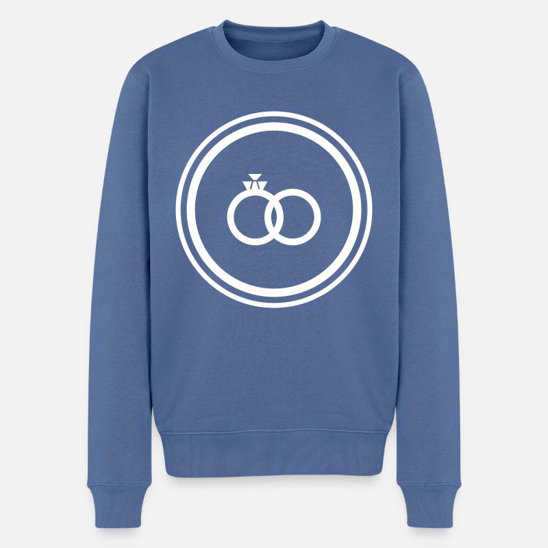 Eheringe Ring Hochzeit - Männer Premium Bio Pullover - Taubenblau