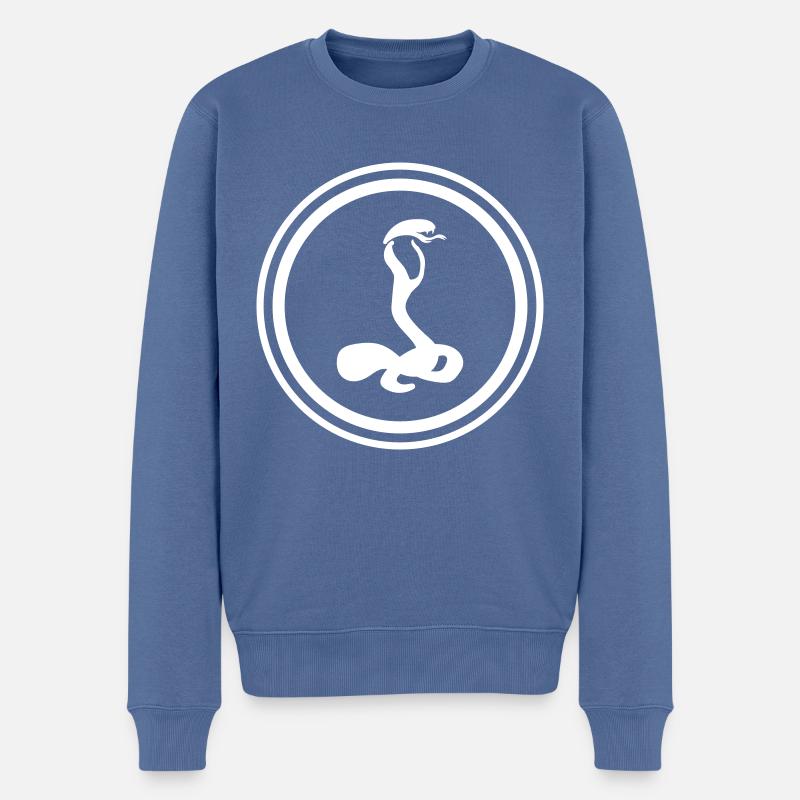 Schlange Kobra - Männer Premium Bio Pullover - Taubenblau