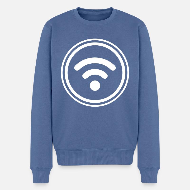 Wlan Internet - Männer Premium Bio Pullover - Taubenblau