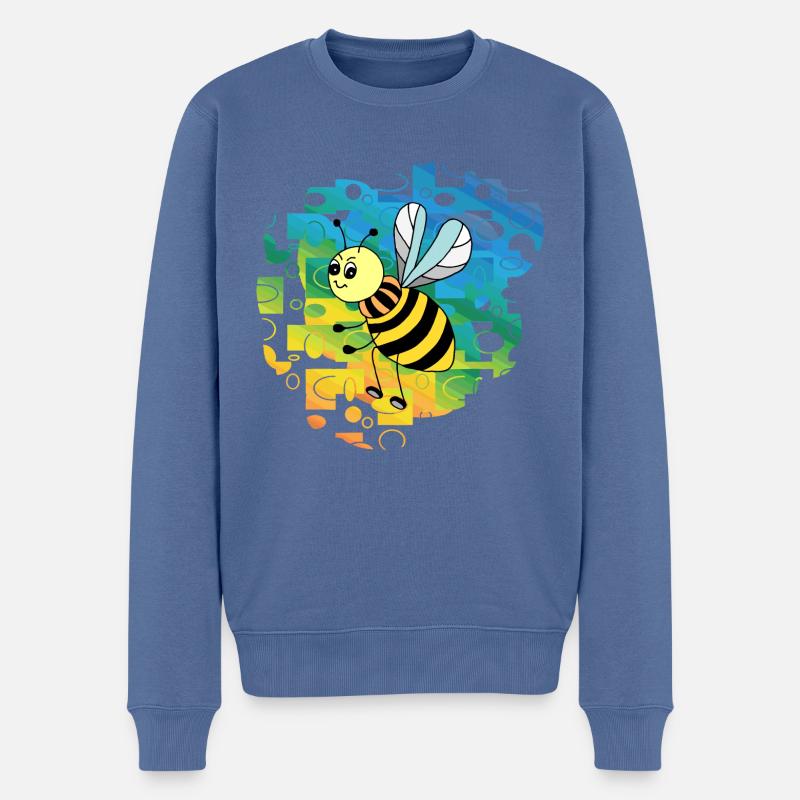 Abeille - Pull Premium bio Homme - bleu pigeon