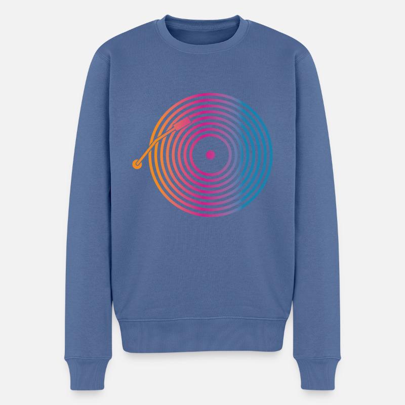 DJ Vinyle Musique - Pull Premium bio Homme - bleu pigeon