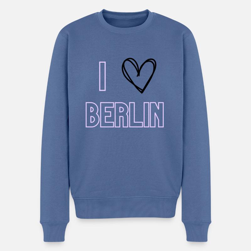 I love Berlin - Männer Premium Bio Pullover - Taubenblau
