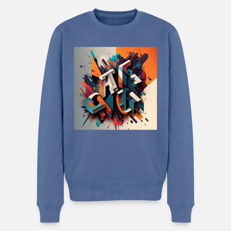 Graffiti - Pull Premium bio Homme - bleu pigeon