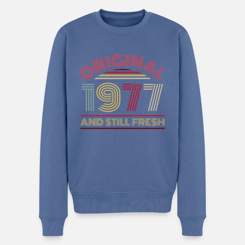 Vintage 1977 - Männer Premium Bio Pullover - Taubenblau
