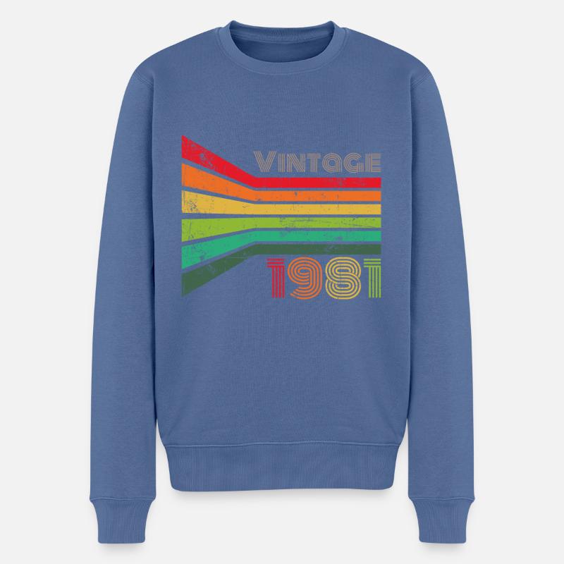 Vintage 1981 - Männer Premium Bio Pullover - Taubenblau