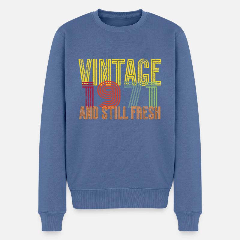 1971 Vintage - Männer Premium Bio Pullover - Taubenblau
