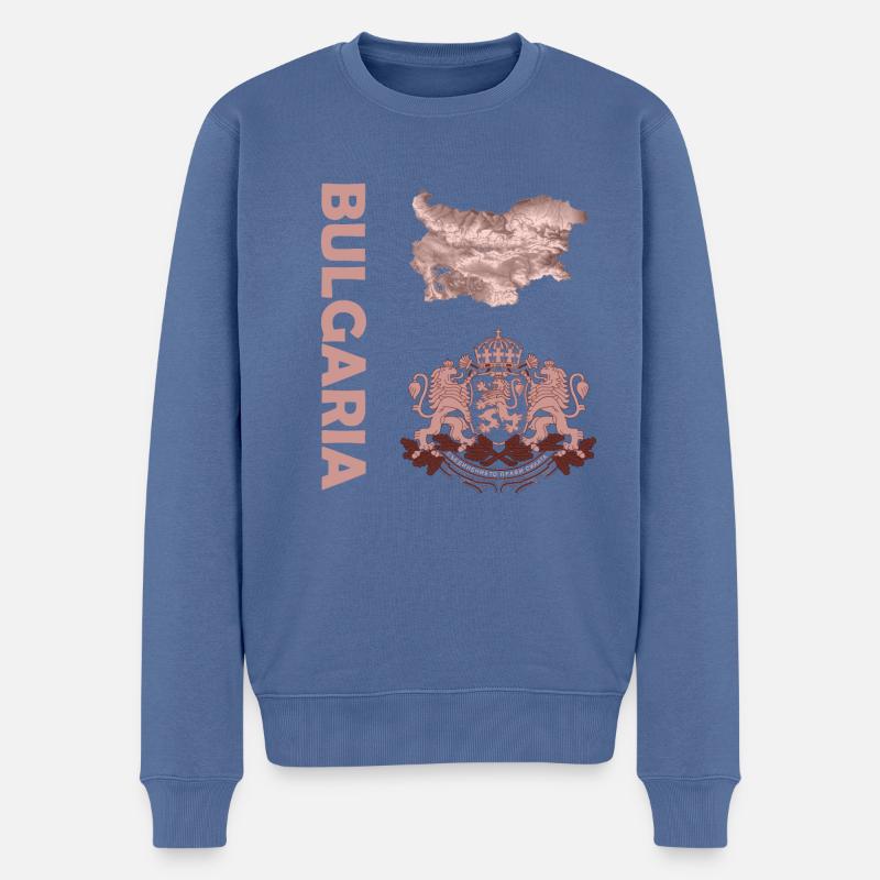 Bulgaria - Männer Premium Bio Pullover - Taubenblau