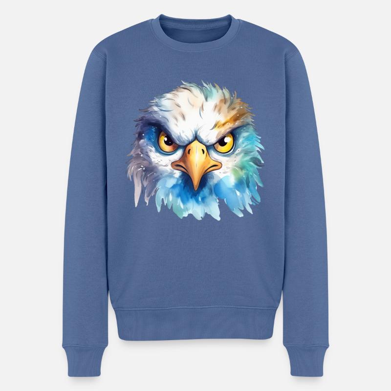 Illustration de l’aquarelle d’aigle - Pull Premium bio Homme - bleu pigeon