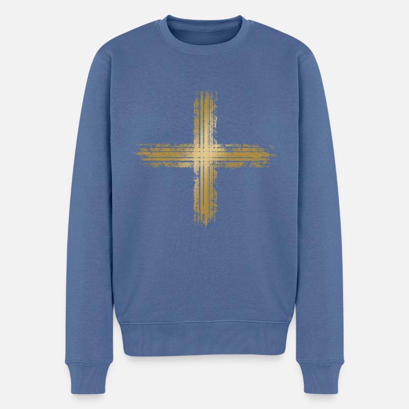 Plus doré - Pull Premium bio Homme - bleu pigeon