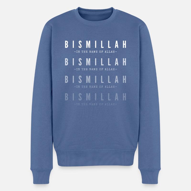 Bismillah 00 blanc - Pull Premium bio Homme - bleu pigeon