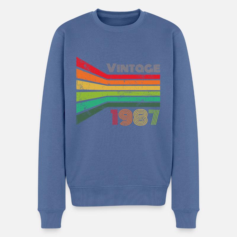 Millésime 1987 - Pull Premium bio Homme - bleu pigeon