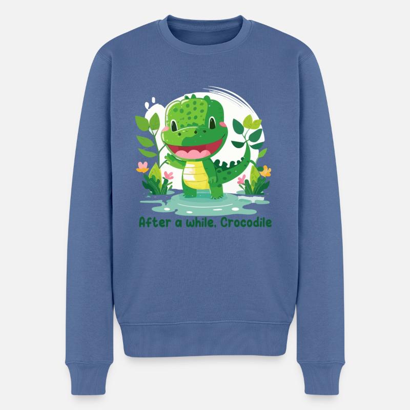 After a while, Crocodile - Pull Premium bio Homme - bleu pigeon