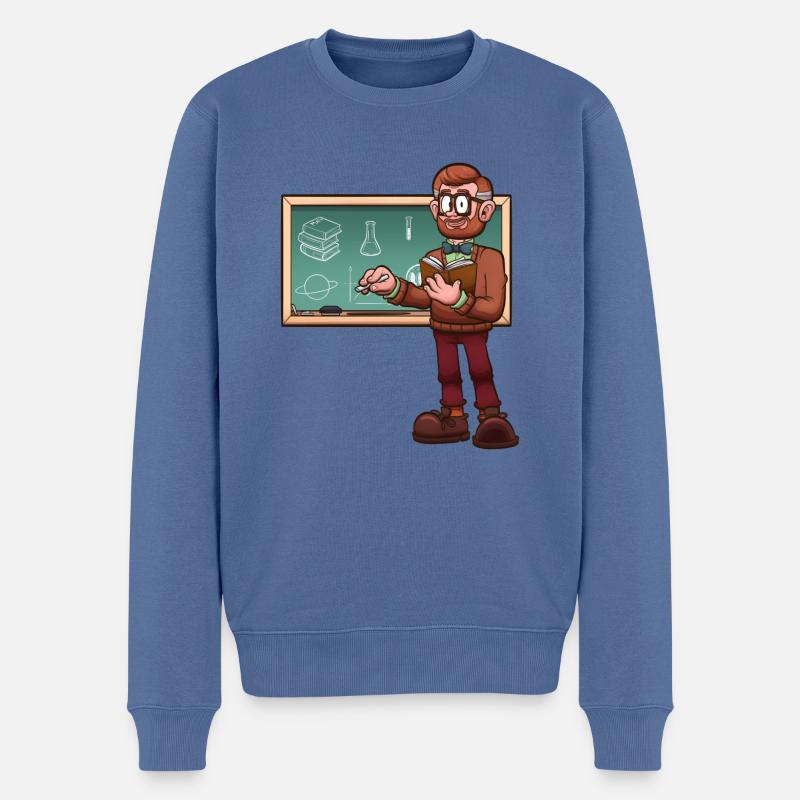 Professeur masculin de dessin animé - Pull Premium bio Homme - bleu pigeon