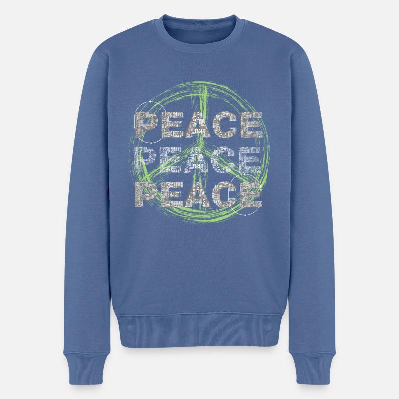 Peace - Frieden - Männer Premium Bio Pullover - Taubenblau