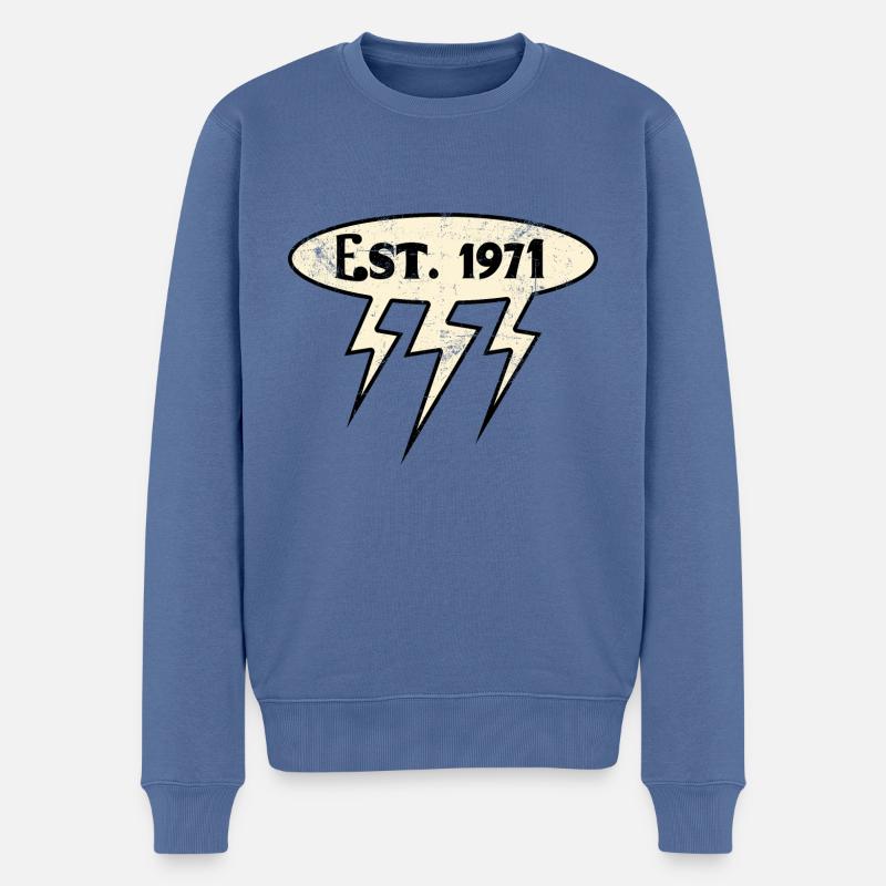Millésime 1971 - Pull Premium bio Homme - bleu pigeon