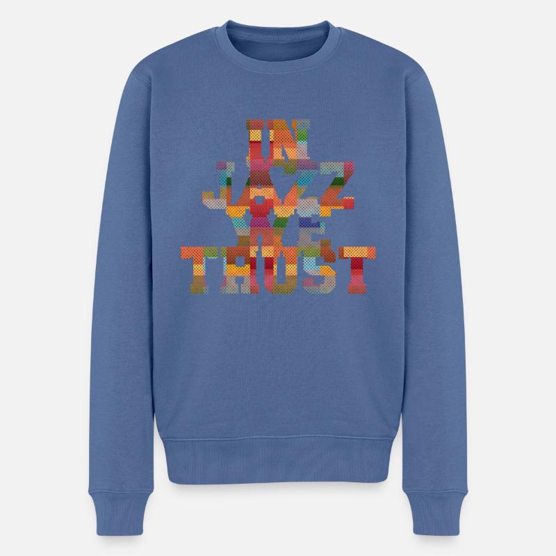 In Jazz we Trust - Männer Premium Bio Pullover - Taubenblau