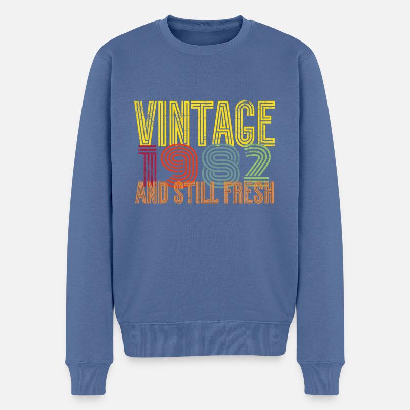 Millésime 1982 - Pull Premium bio Homme - bleu pigeon