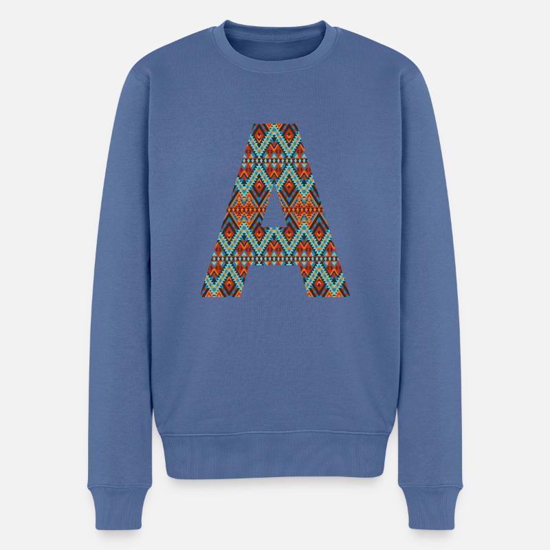Buchstabe A- Boho-Design - Männer Premium Bio Pullover - Taubenblau