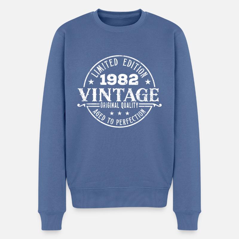 Millésime 1982 - Pull Premium bio Homme - bleu pigeon