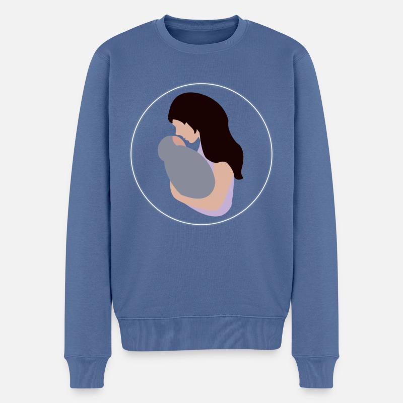 Mutter und Kind - Männer Premium Bio Pullover - Taubenblau