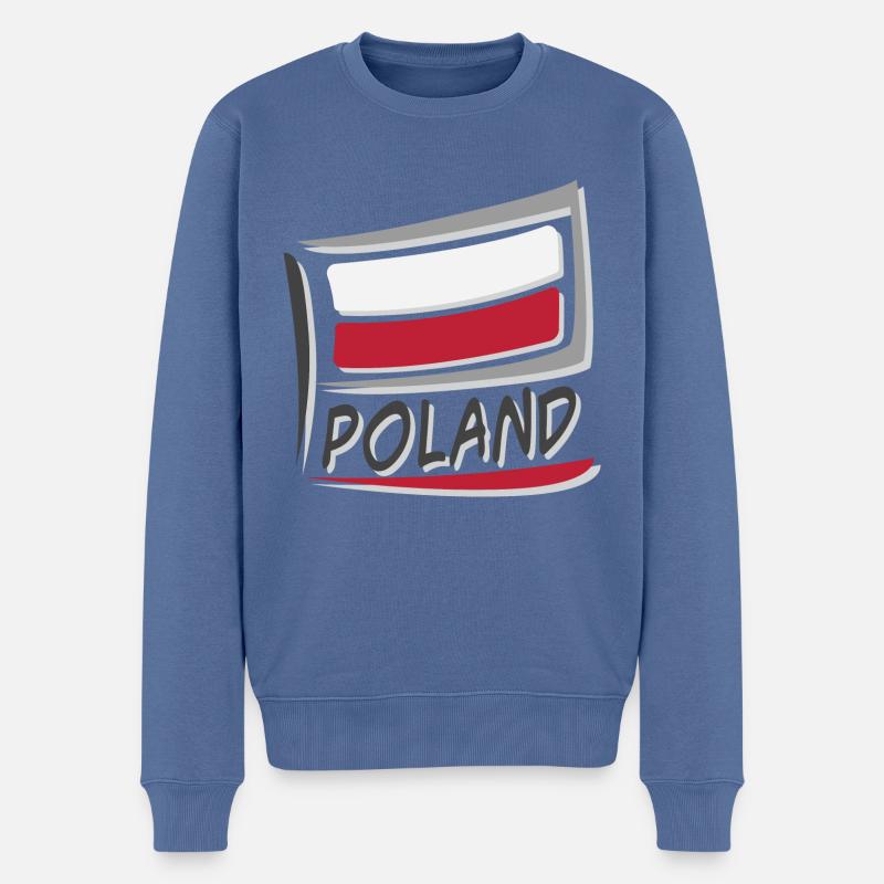 Drapeau de la Pologne - Pull Premium bio Homme - bleu pigeon
