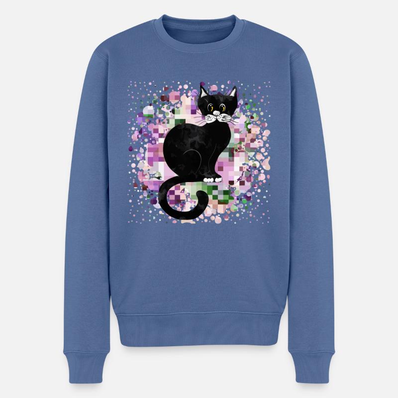 Katze - Männer Premium Bio Pullover - Taubenblau