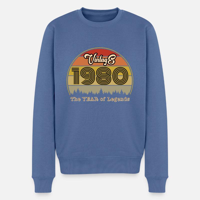 Millésime 1980 - Pull Premium bio Homme - bleu pigeon