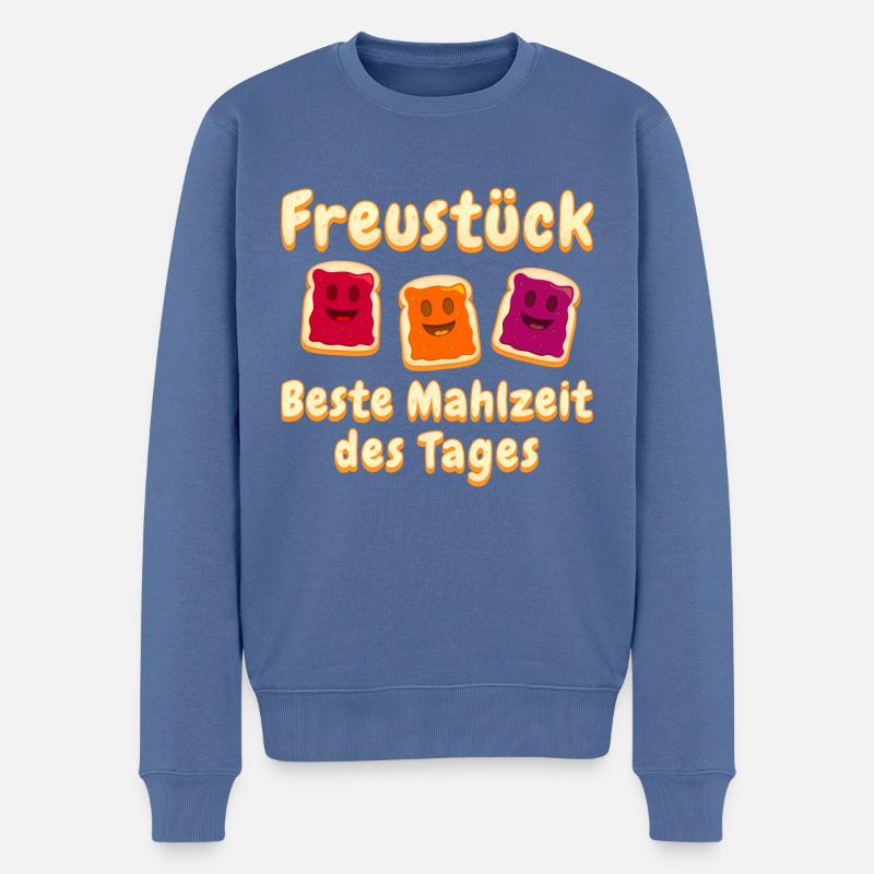 Freustück – Beste Mahlzeit des Tages - Männer Premium Bio Pullover - Taubenblau