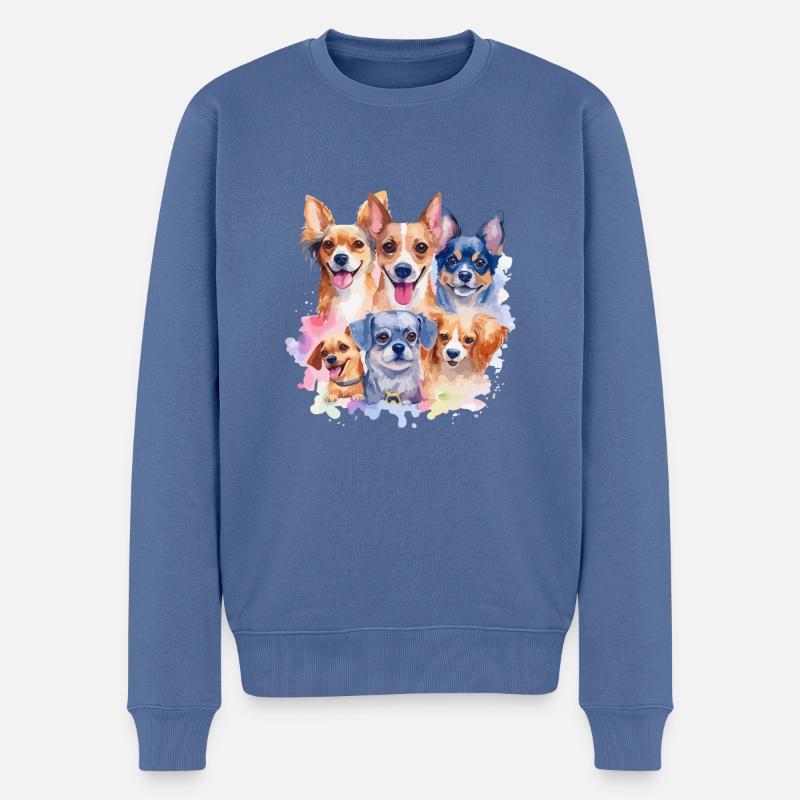 Hunde-Funny-Pack - Männer Premium Bio Pullover - Taubenblau