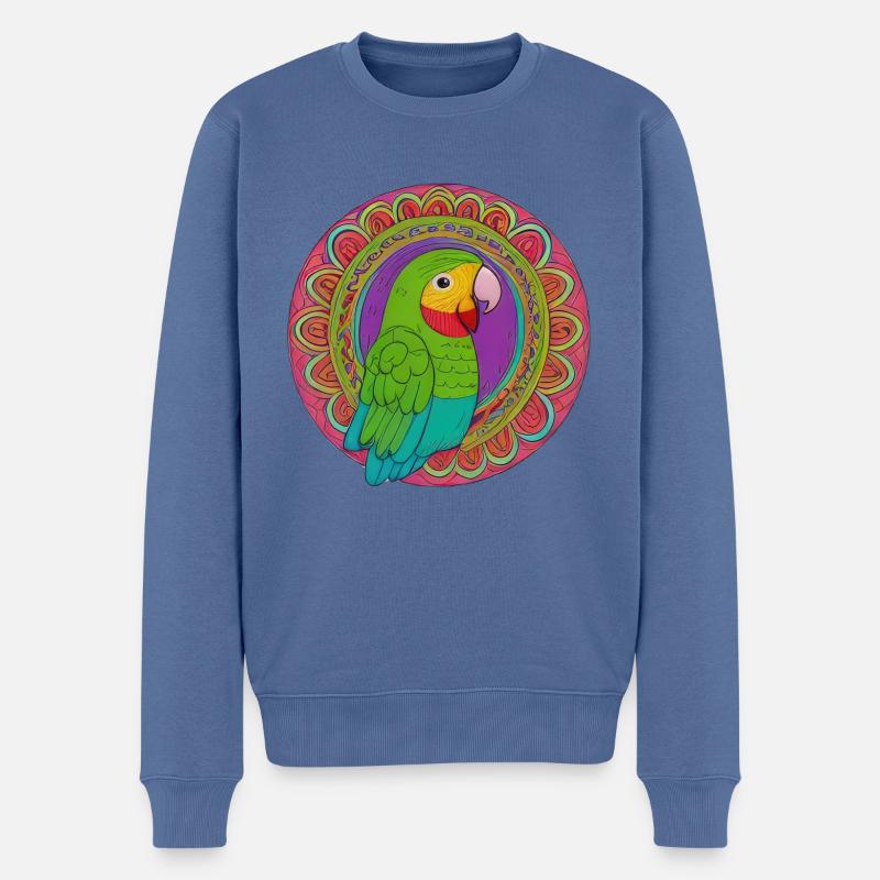 schöner heller Papagei | - Männer Premium Bio Pullover - Taubenblau