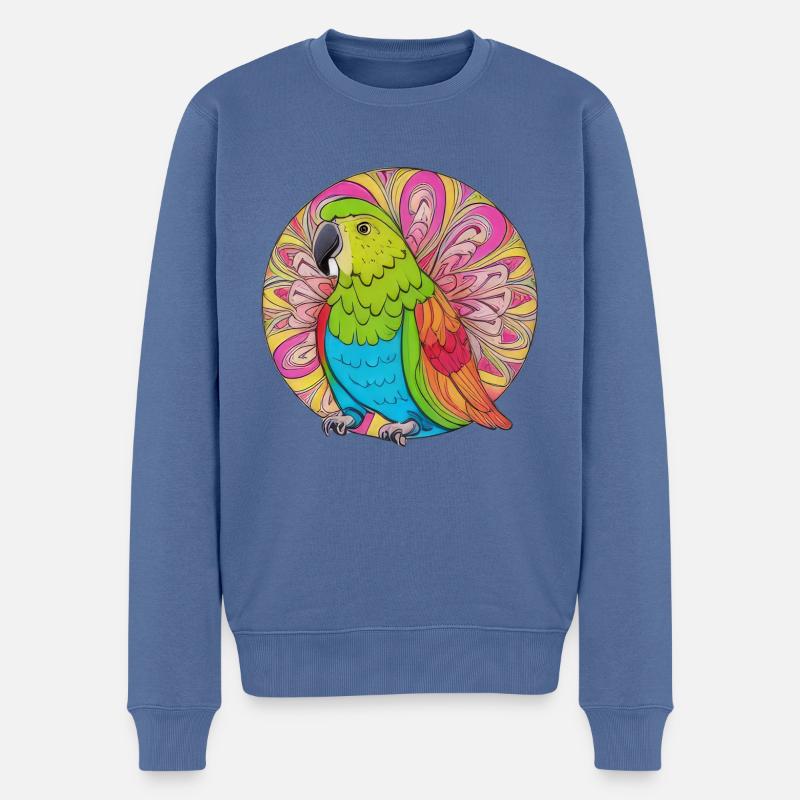 schöner heller Papagei | - Männer Premium Bio Pullover - Taubenblau