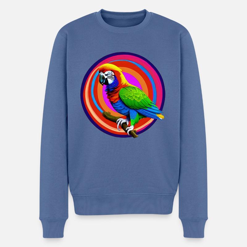 schöner heller Papagei | - Männer Premium Bio Pullover - Taubenblau