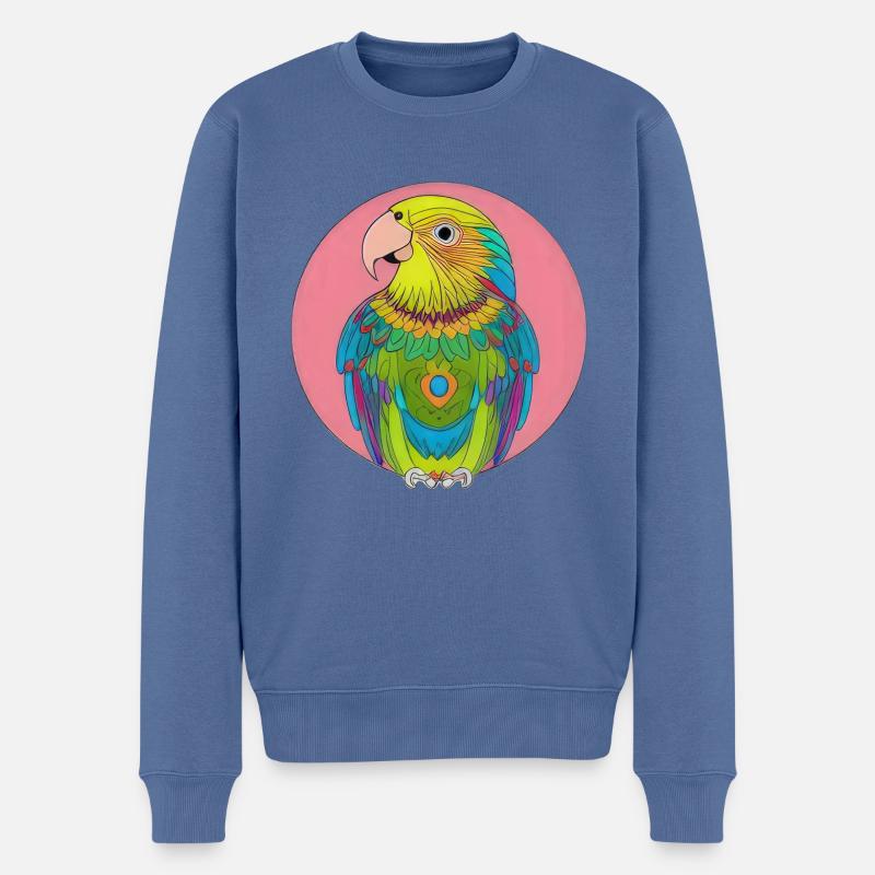 schöner heller Papagei | - Männer Premium Bio Pullover - Taubenblau