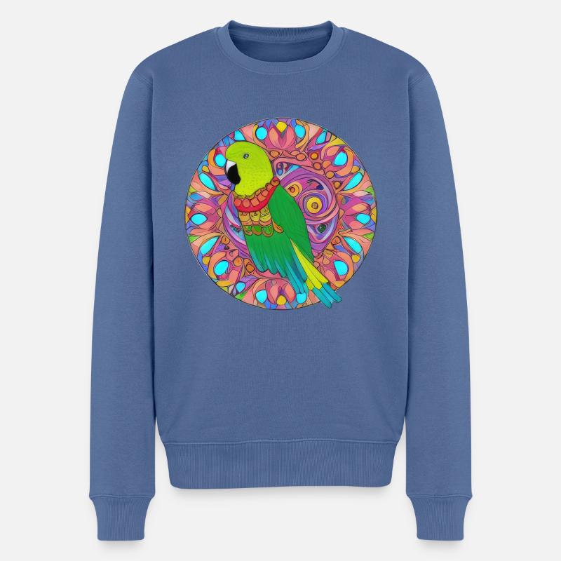 schöner heller Papagei | - Männer Premium Bio Pullover - Taubenblau