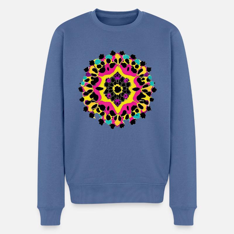 Bunter Tintenklecks | - Männer Premium Bio Pullover - Taubenblau