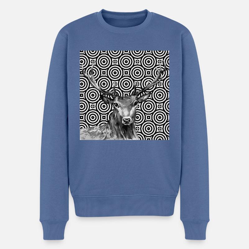 Hirsch - Männer Premium Bio Pullover - Taubenblau