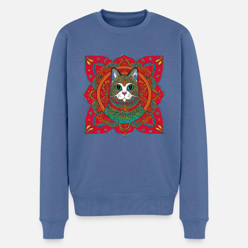 Schöne böhmische Katze | - Männer Premium Bio Pullover - Taubenblau