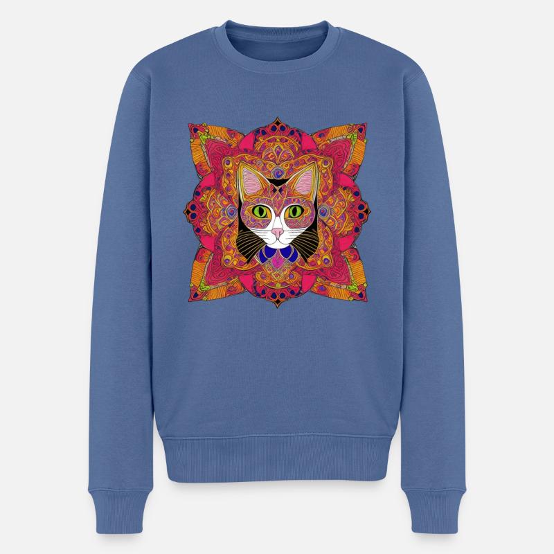 Schöne böhmische Katze | - Männer Premium Bio Pullover - Taubenblau