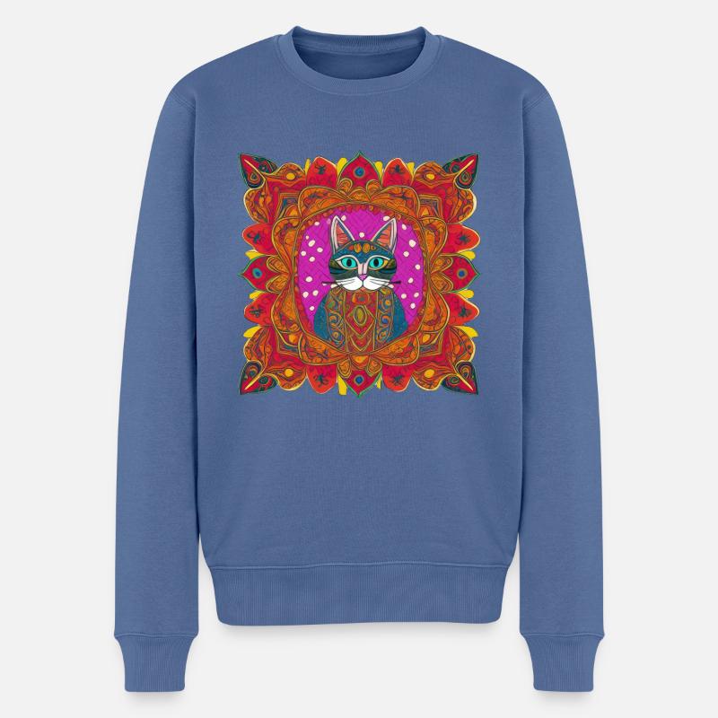 Schöne böhmische Katze | - Männer Premium Bio Pullover - Taubenblau