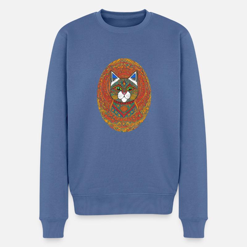 Chat de Bohème | - Pull Premium bio Homme - bleu pigeon