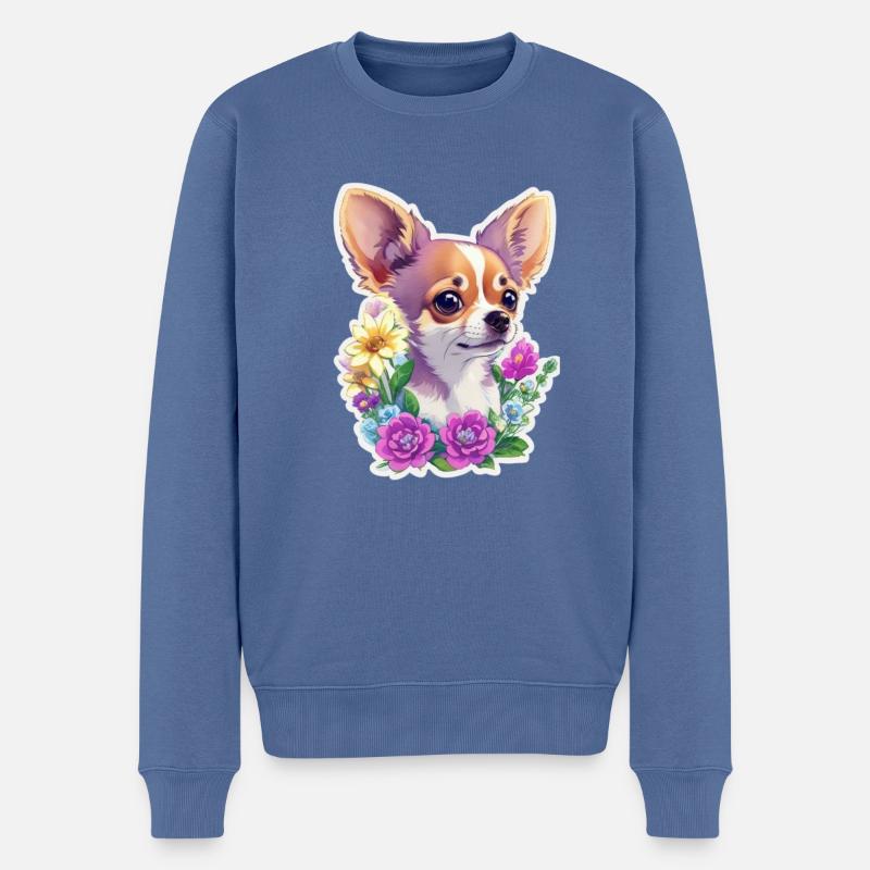 Chihuahua in Pastell - Männer Premium Bio Pullover - Taubenblau