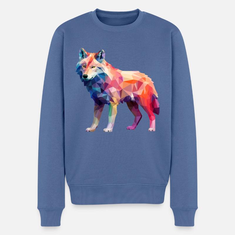 Dessin géométrique Wolf - Pull Premium bio Homme - bleu pigeon