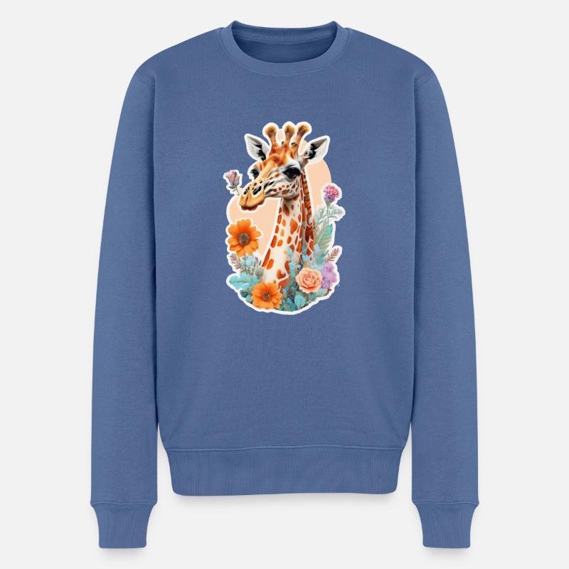 Girafe - Pull Premium bio Homme - bleu pigeon
