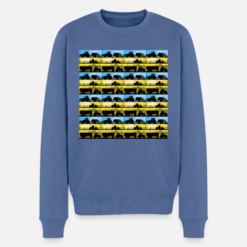 Traktor Stripes 6 I Lustig Cool Design Trecker - Männer Premium Bio Pullover - Taubenblau