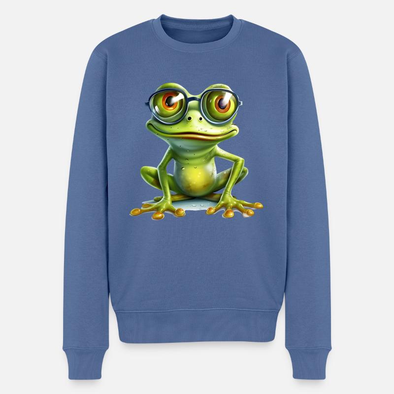 Frösche brauchen eigentlich keine Brille - Männer Premium Bio Pullover - Taubenblau